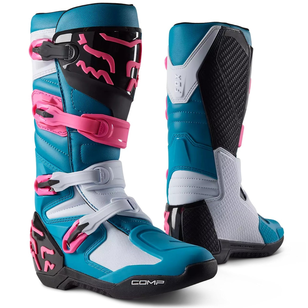 Botas FOX RACING COMP 2025 Mujer Celeste Rosada – Zona Enduro
